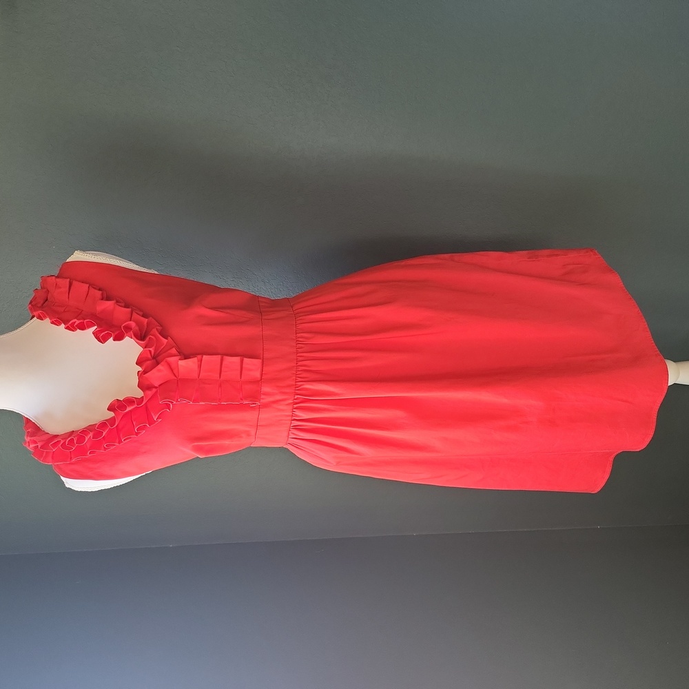 Spense Hot Red Ruffle Collar Sleeveless Dress 6